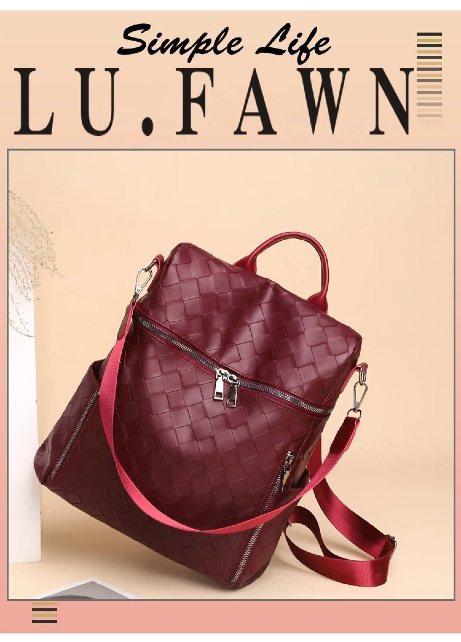 Lu Fawn 2021 New Versatile Fashion Casual Large Capacity Solid Color Soft Leather Bag Trendy Multifunctional Backpack 6610 Lazada Ph