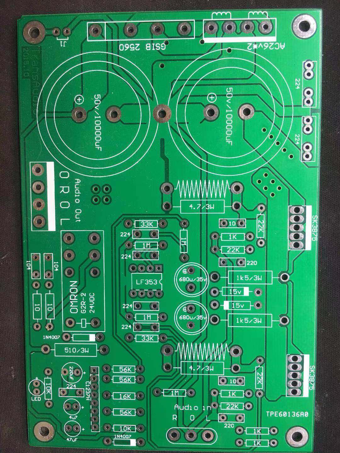 Bảng mạch khuếch đại công suất kênh đôi sk3875 bảng mạch trần pcb 50w * 2 servo dc