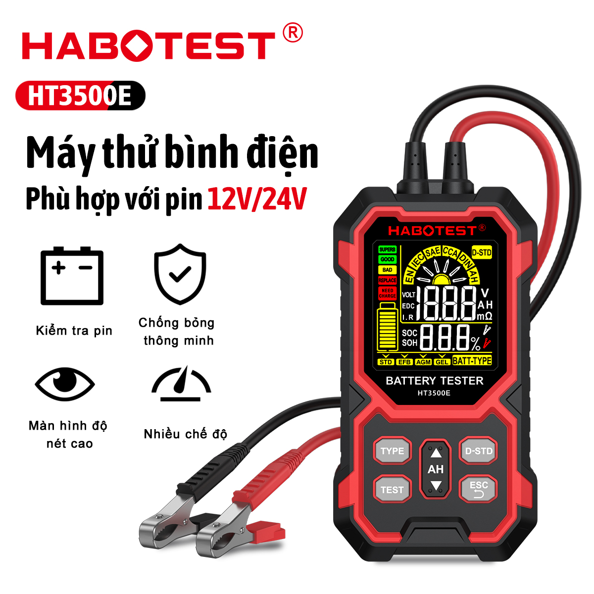 HABOTEST HT3500E 12V/24V Battery Voltage Tester Battery Life Testing Tool Industrial grade Battery Voltage, Current, and Resistance Testing Machine Giá 616,000 Đồng*Miễn phí vận chuyển