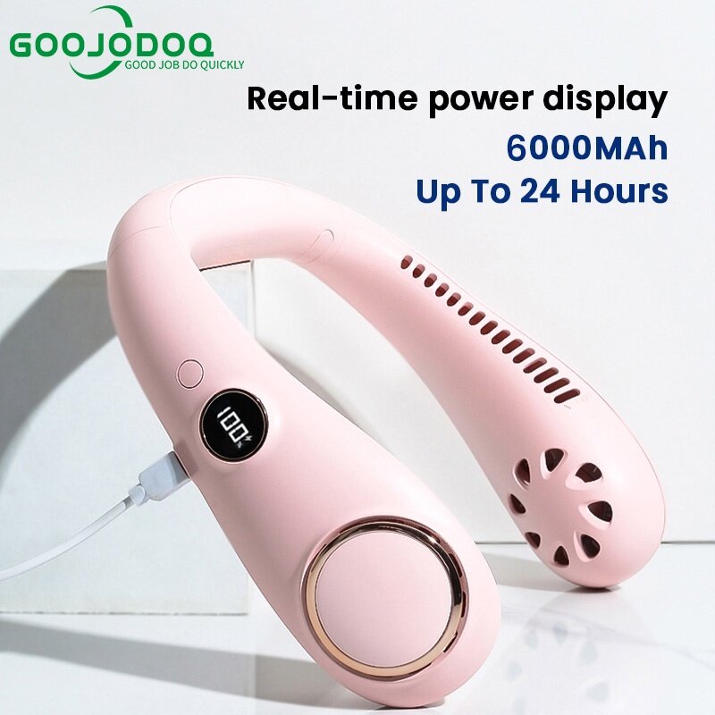 GOOJODOQ Quạt Đeo Cổ Quạt Làm Mát Mini Quạt Điện Không Cánh Thể Thao Cầm Tay Cho Trẻ Em Quạt Mini Cầm Tay Đeo Cổ Tay