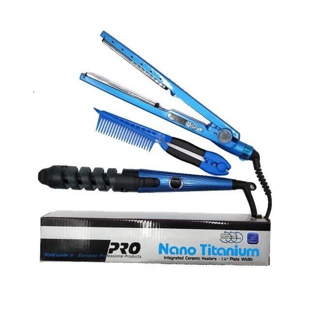 Gambar Hair Straightener   Curling Iron Flat Iron 3pc Ceramic Nano Titanium 11 4 Plates Hair Curler Hair Comb 3 IN 1 Styler Tools Set