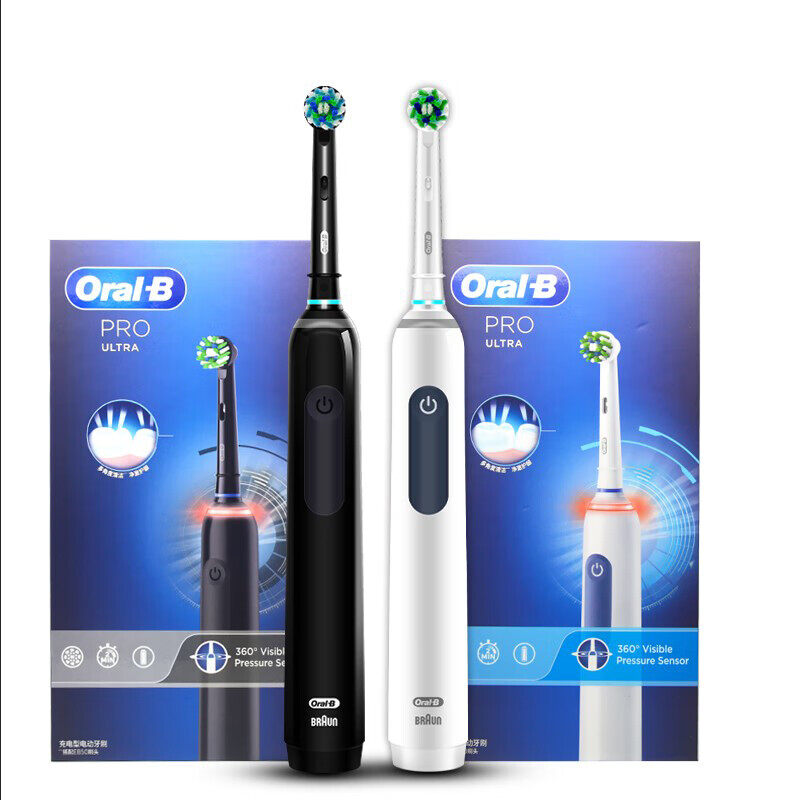Oral B siêu Pro4 bàn chải đánh răng chạy điện 3D Sonic đầu tròn làm sạch sâu kẹo cao su massage 4 chế độ cảm biến áp suất với 30S nhắc nhở