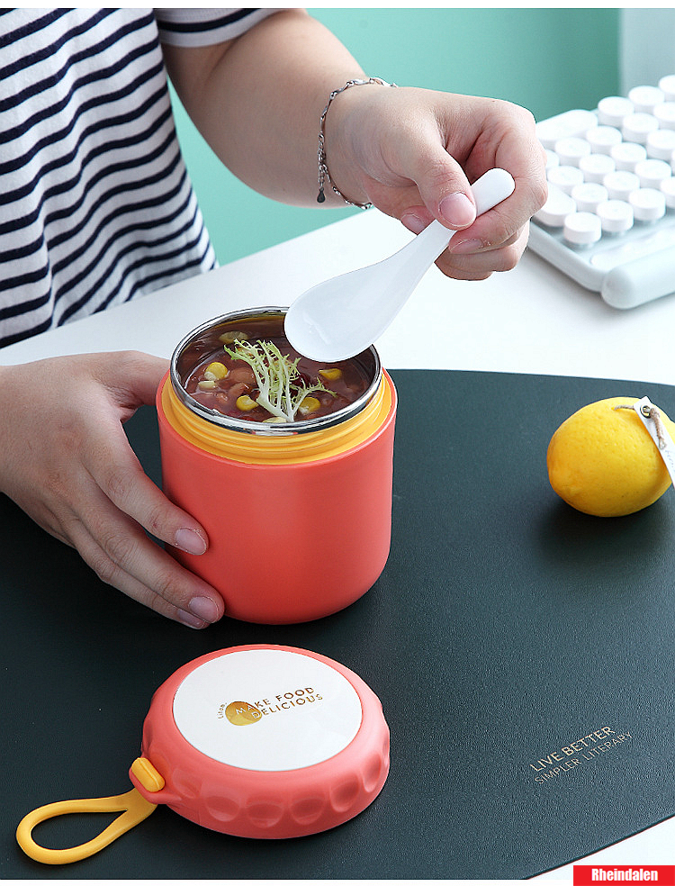 Gambar Japanese style 304 stainless steel insulation soup cup baby dessert milk cup portable student soup porridge breakfast cup