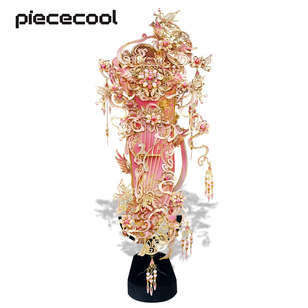 Piececool 3D Câu Đố Bộ dụng cụ mô hình kim loại nghiền đàn tranh Trung Hoa Khối xếp hình xây dựng tự lắp ráp cho phụ nữ