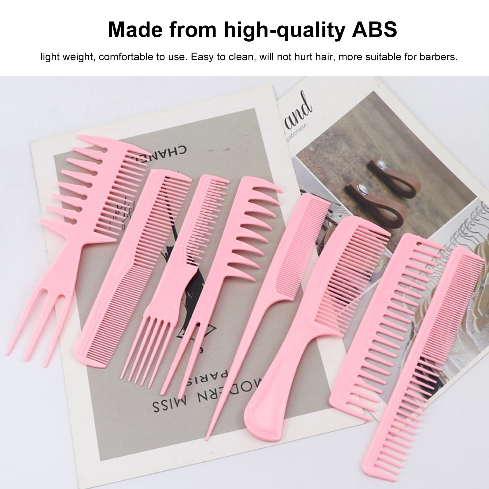 Bộ 9 Chiếc Lược Chải Tóc, Bộ Lược Tạo Kiểu Tóc Gỡ Rối Bộ Lược Cắt Tóc Bộ Kẹp Lược Tạo Kiểu Chống Tĩnh Điện Cho Salon Dành Cho Nữ Nam