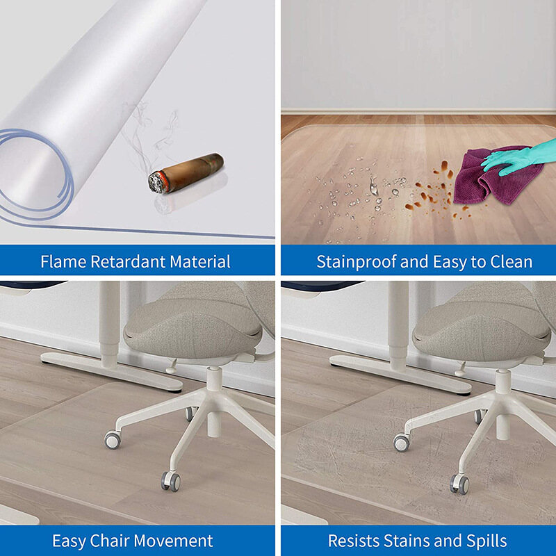 Clear Chair Mat for Floor, Durable Protector Floor Mat for Office Chair  Transparent PVC Computer Hard Floor Mat for Home Under Desk Rug Anti-Slip 