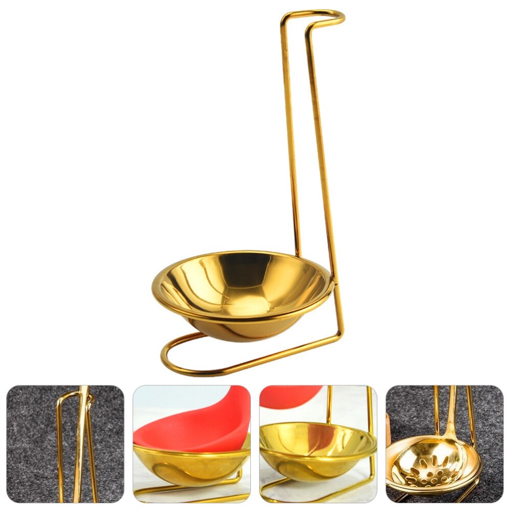 Gambar Spoon Rest Holder Stand Ladle Vertical Cooking Kitchen Utensils Utensil Rack Fork Stainless Pot Steel Dinner Plates Storage