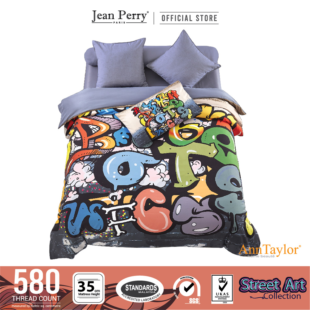 Ann Taylor Street Art Single Comforter Bedsheet Set 580 Thread Count 35cm Mattress Height Lazada