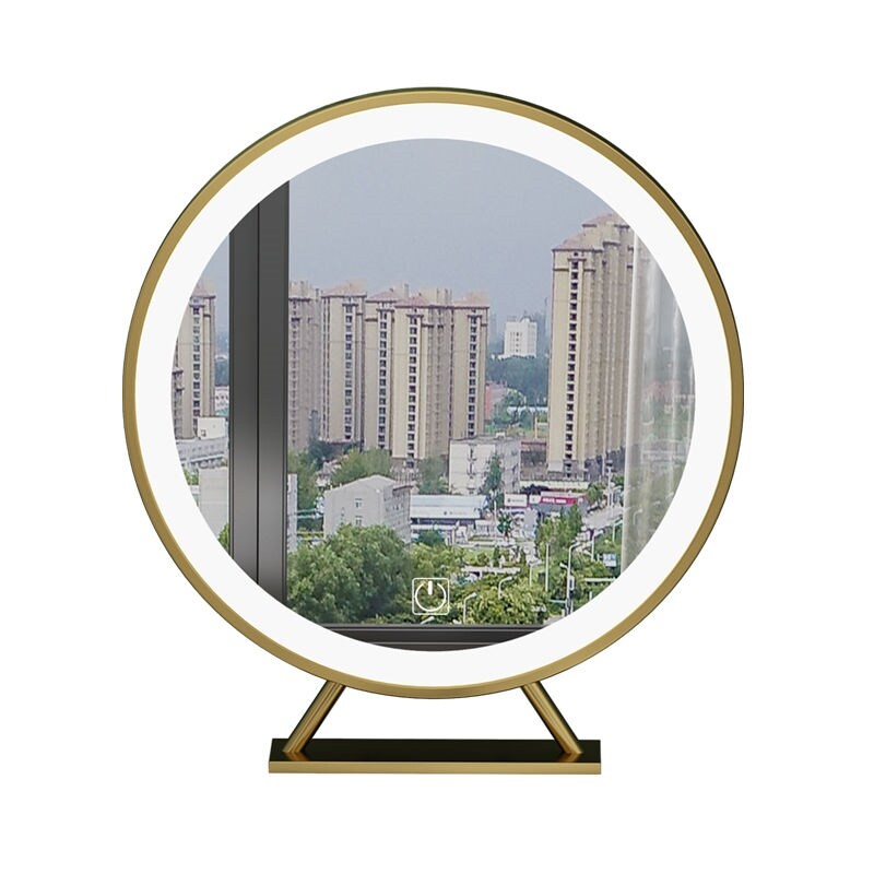 Gambar Makeup mirror desktop LED light net red smart belt fill light large desktop Nordic multi function dressing table mirror