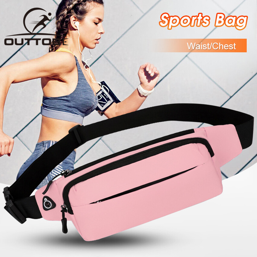 Outtobe Sport Waist Bag Chest Bag Multi-Functional Fitness Bag Waterproof Waist Bag Wear-Resistant Earphone Hole Waist Bag Running Waist Belt Jogging Gym Marathon Waist Packs ราคา 183 บาท*ส่งฟรี