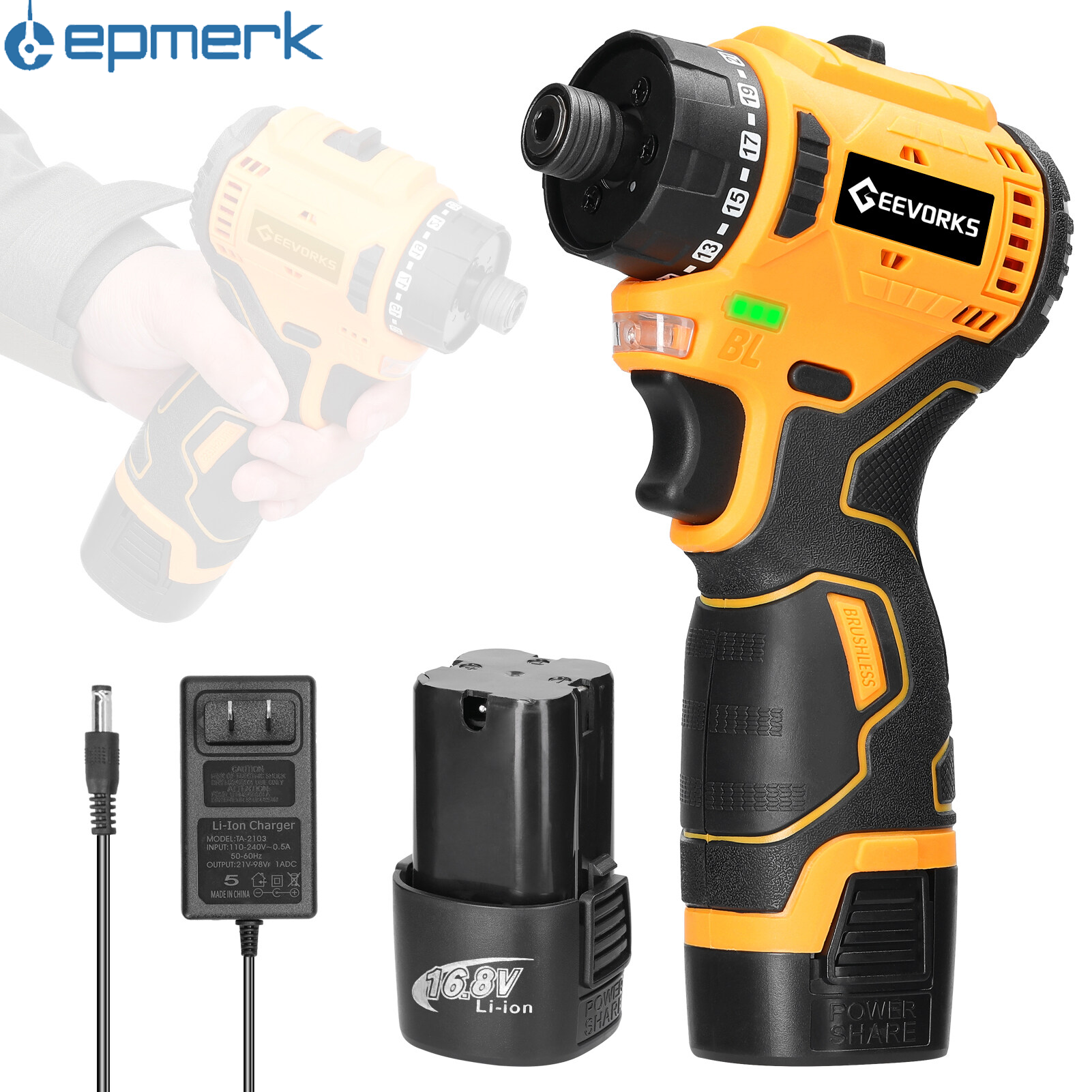 Lepmerk 16.8V tuốc nơ vít Lithium 55nm mô-men xoắn đa chức năng Công cụ Sửa chữa Kit vặn vít điện cho mobilephones máy tính đồ gia dụng
