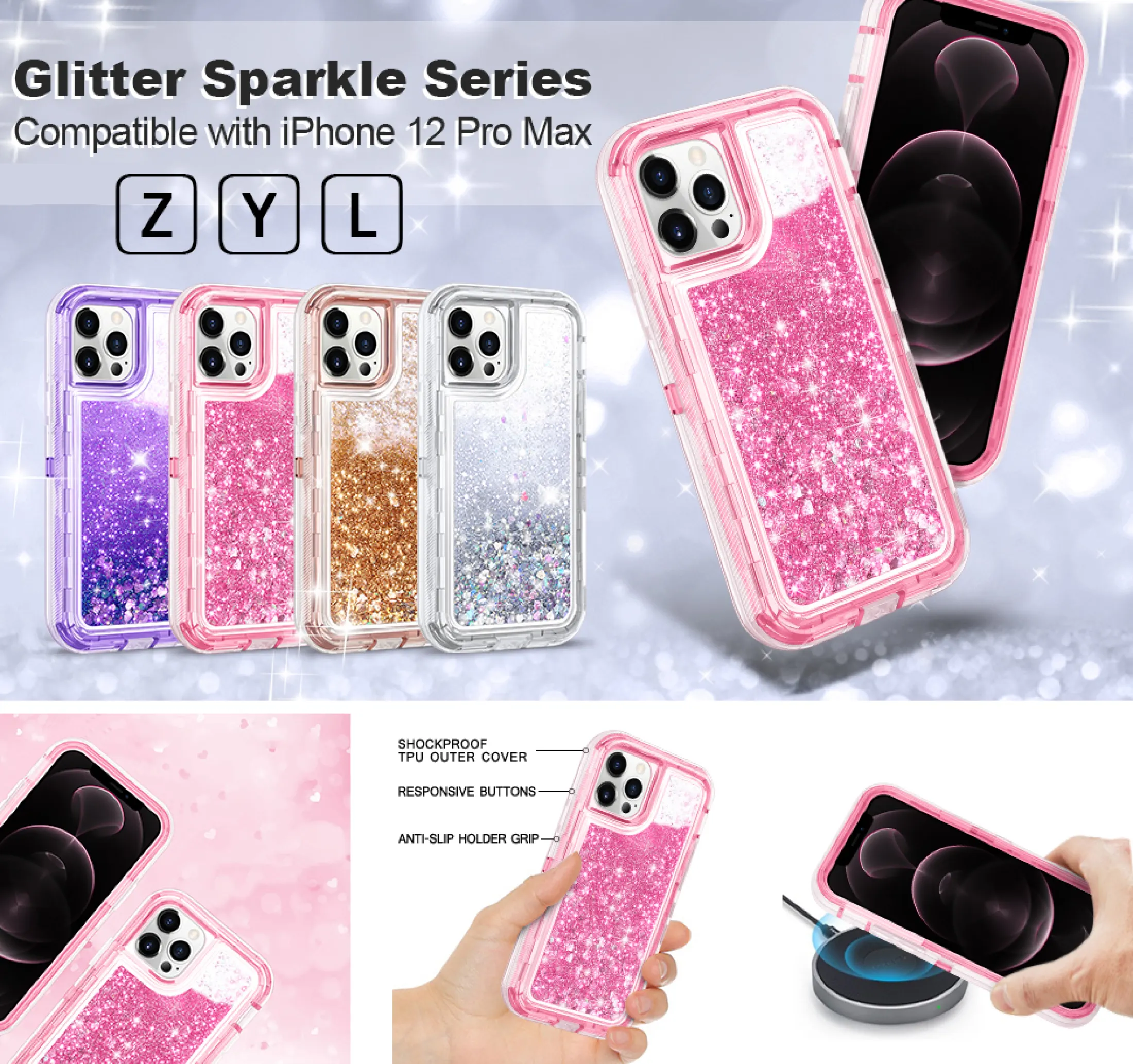 Iphone 12 Case Iphone 12 Pro Case Iphone 12 Pro Max Case Girls Glitter Liquid Bling Quicksand Clear Heavy Duty Hybrid Shockproof Hard Pc Soft Rubber Protective Cover For Iphone 12 Mini 11 Pro Max Se Xr Xs