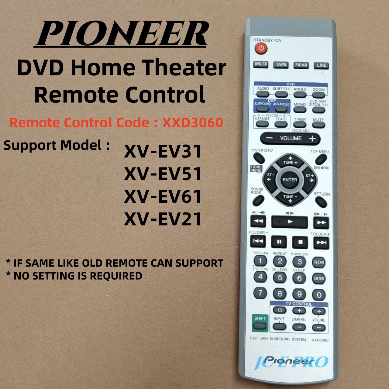 Pioneer XXD3060 DVD Home Theater Remote Control XV-EV31 XV-EV51 XV