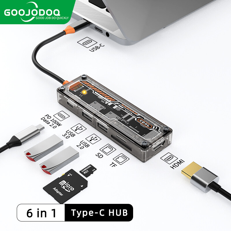 Goojodoq 10 trong 1 Type-C trong suốt Hub ổ cắm máy tính xách tay cho Dell HP cho MacBook Pro tipe C
