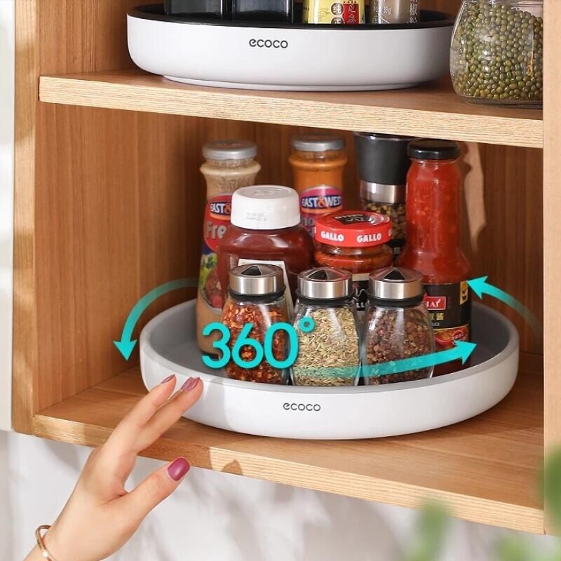 Gambar 360 rotating seasoning storage rack Ecoco Seasoning Organizer shelf oil and non slip kitchen accessories?kitchen organizer?