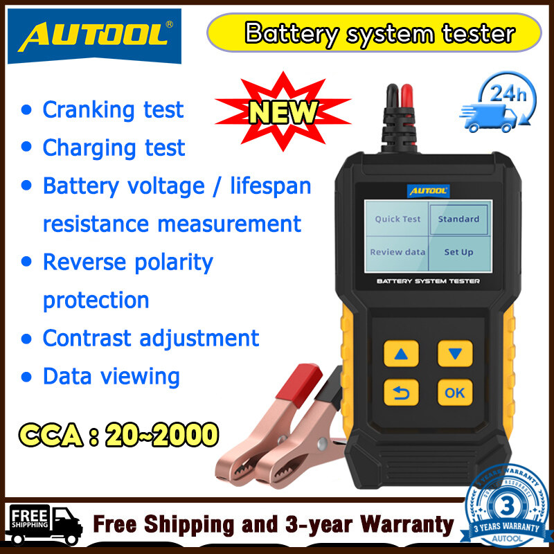 AUTOOL BT360 12V Bộ kiểm tra tải pin ô tô/Kiểm tra pin/Kiểm tra khởi động/Kiểm tra sạc/Bảo vệ nguồn ngược