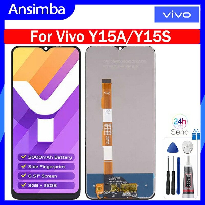Ansimba 6.51 inch màn hình lcd gốc cho vivo y15a y15s màn hình lcd màn hình cảm ứng thay thế lắp ráp số hóa màn hình cho vivo y15a v2134 y15s v2120 v2147 lcd