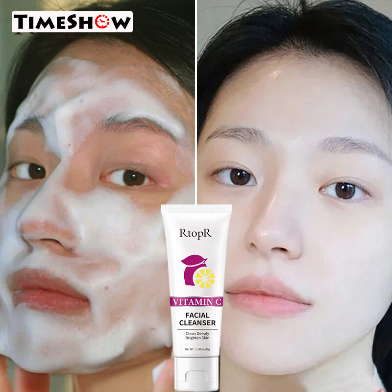 Gambar TimeShow RtopR Vitamin C Facial Cleanser Whitening Face Wash Dark Spot Moisturizier Collagen Oil Control Skin Care Face Cream Foam