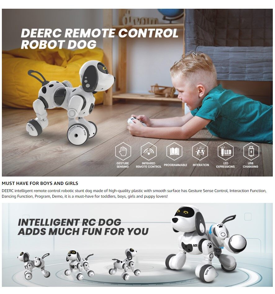 đồ chơi robot deerc cho trẻ em robot điều khiển từ xa có thể lập trình thông minh với cảm biến cử chỉ có mắt led đi bộ nói chuyện hát khiêu vũ quà tặng cho bé trai và bé gái - intl 1