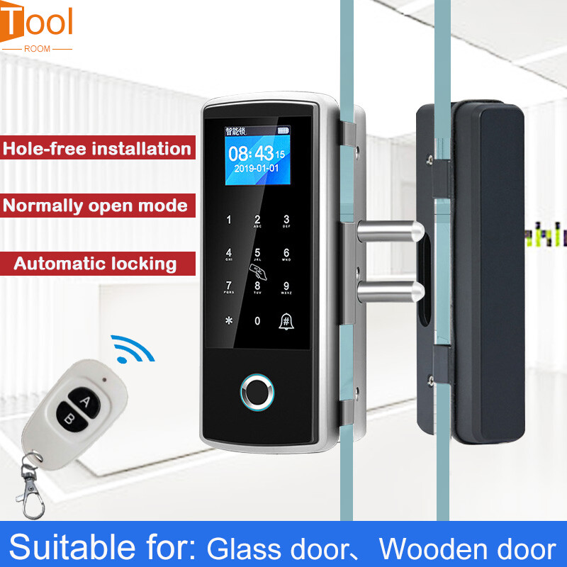 Khóa cửa bằng vân tay cửa bằng thủy tinh điện thông minh mở cửa thẻ rfid mật khẩu điện tử khóa cổng mật khẩu bảo mật ngón tay