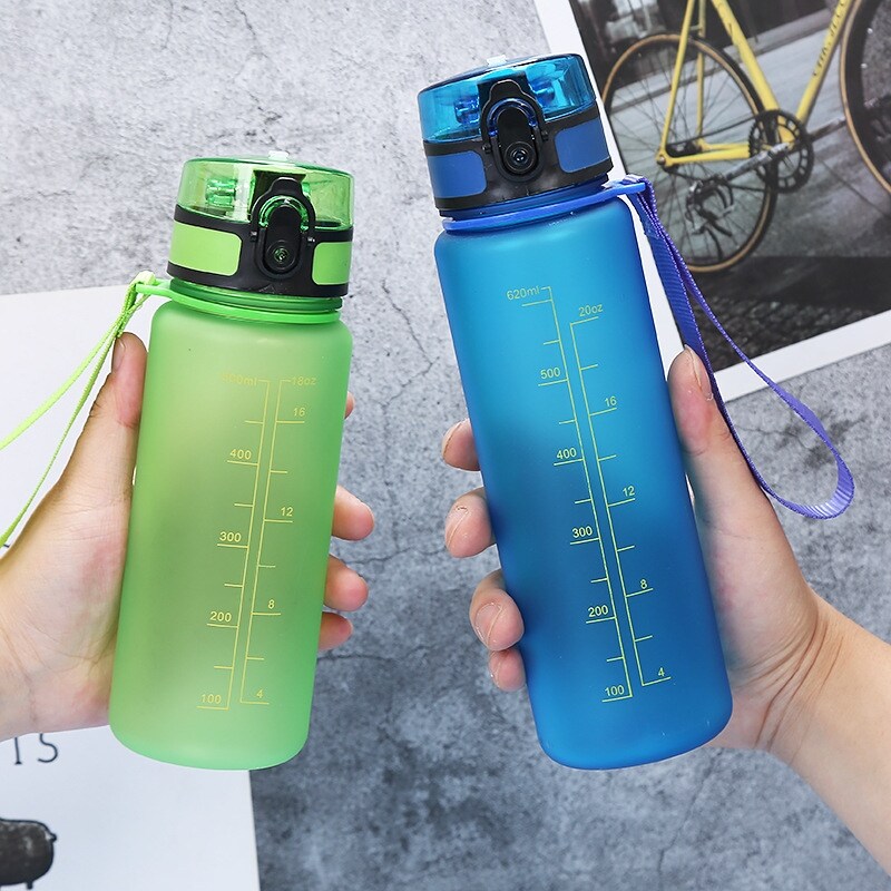 Gambar Transparent Water Bottle Plastic Travel Mug Water Bottle With Rope Leak proof Portable Water Cup Drop proof Sport bottle