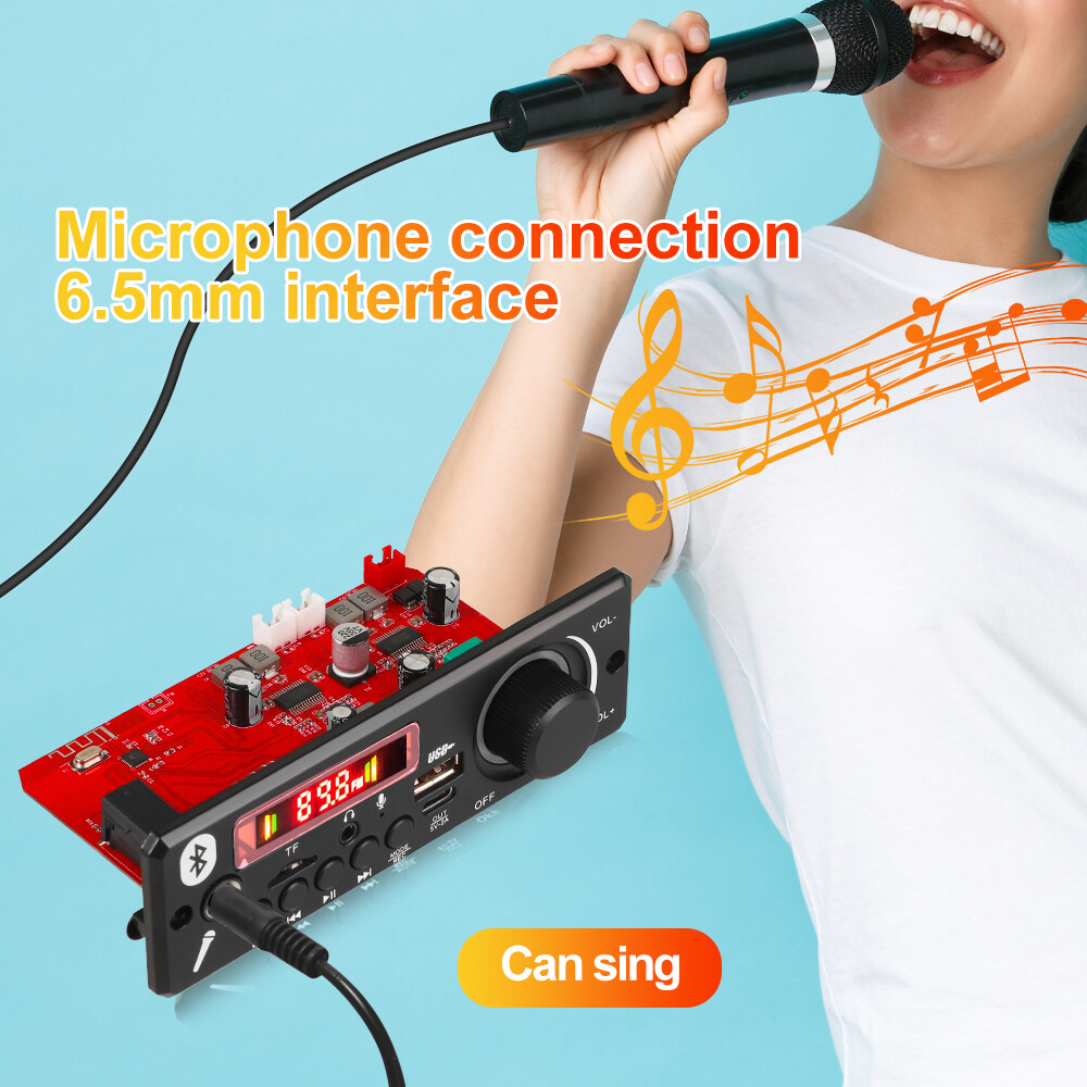 Bluetooth 5.0 bảng mạch giải mã mp3 với 6.5mm giao diện 160w khuếch đại không dây mp3 máy nghe nhạc âm thanh 12v fm mô-đun radio cho xe