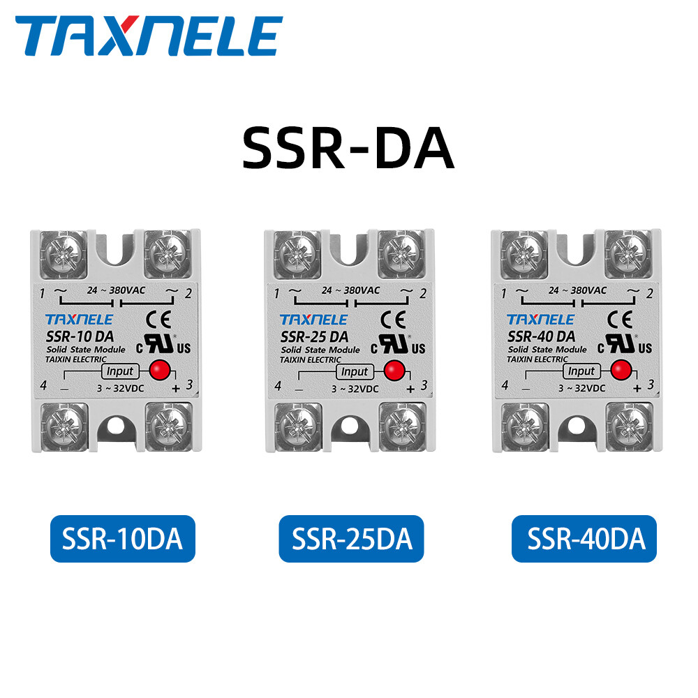 Rơle trạng thái rắn một pha ssr-40da ssr-25da ssr-10da dc đến ac 3-32vdc đầu vào 24-380vac rơle trạng thái rắn đầu ra