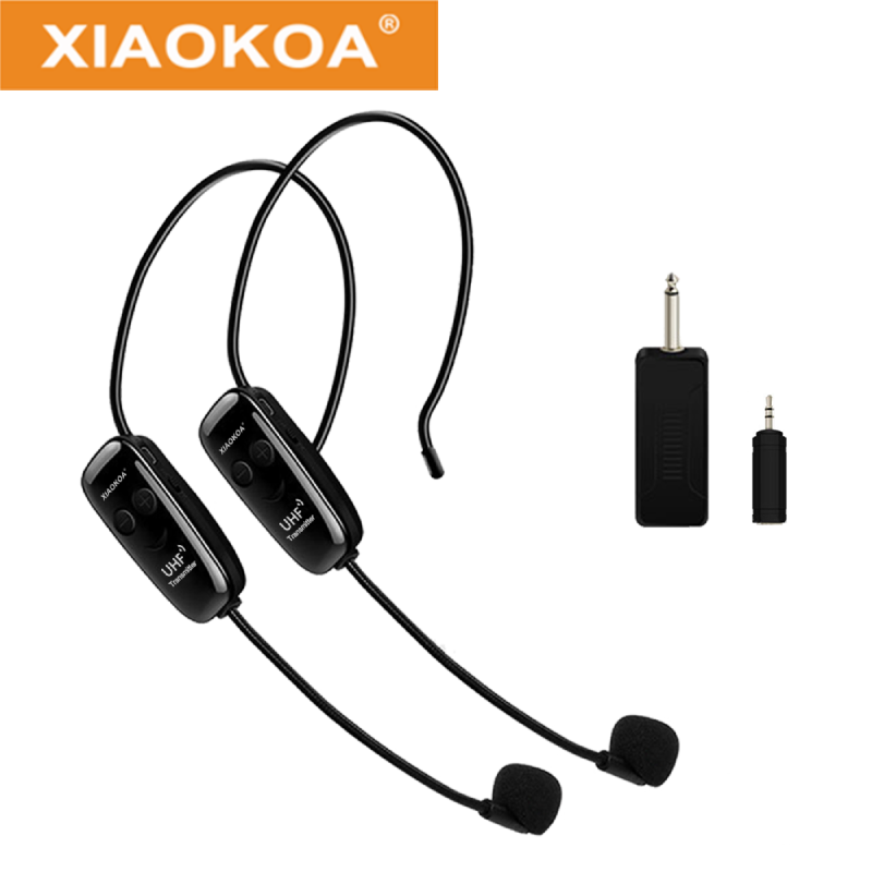 Tai Nghe UHF Kép XIAOKOA, Không Dây Microphone , 1 Đầu Thu 2 Tai Nghe Và Cầm Tay 2 Trong 1 Có Thể Sạc Lại Cho Giảng Dạy Khuếch Đại Giọng Nói
