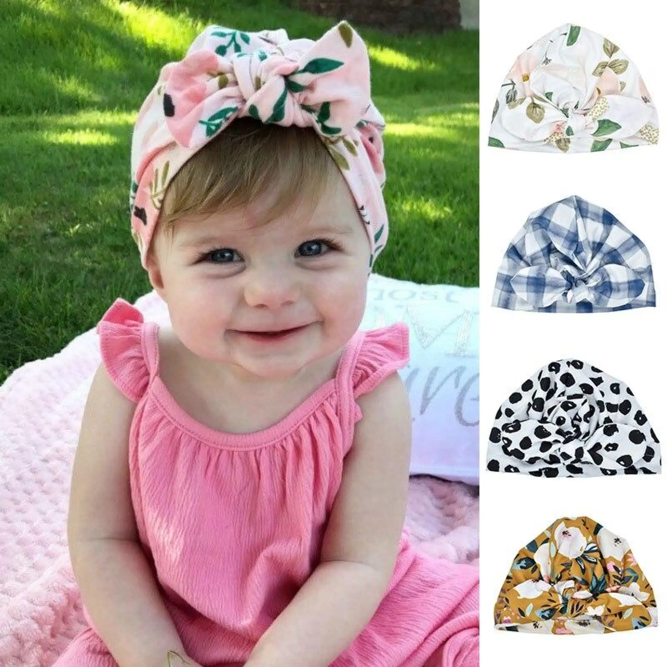 Baby girl beanies with bows Clearance