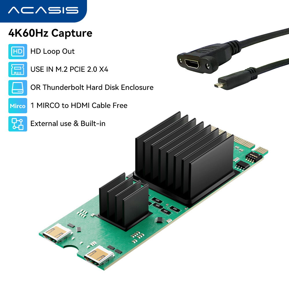 Acasis M.2 USB4.0&40GBS Capture Card | 4K60Hz via M.2 NVMe Encloser & PCIe 2.0 X4 | 240Hz Gaming/Surgery Streaming & OBS/Vmix Certified Harga  1,138 Ringgit*Penghantaran Percuma