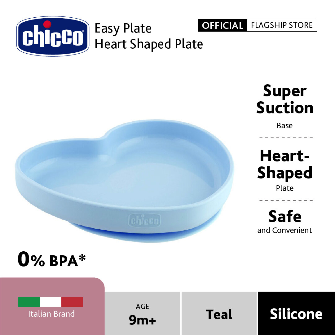 Chicco Easy Plate Silicone Heart Shaped Plate Teal 
