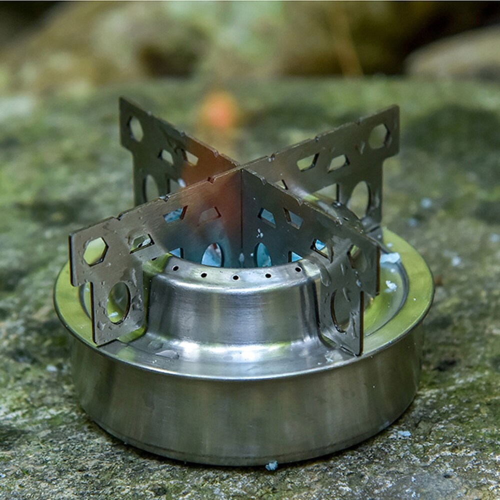 Gambar Lixada Outdoor Alcohol Stove Camping Stove Cookware Stove Cross Camping Fishing Stove Stand Furnace with Stand