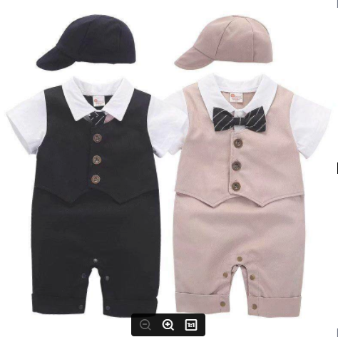 6-18 tháng Thời trang bé trai quần áo 0-2 năm bé Rompers TUXEDO Jumpsuit + Hat vest bé quần áo Set trang phục sinh nhật đảng Dress Đen