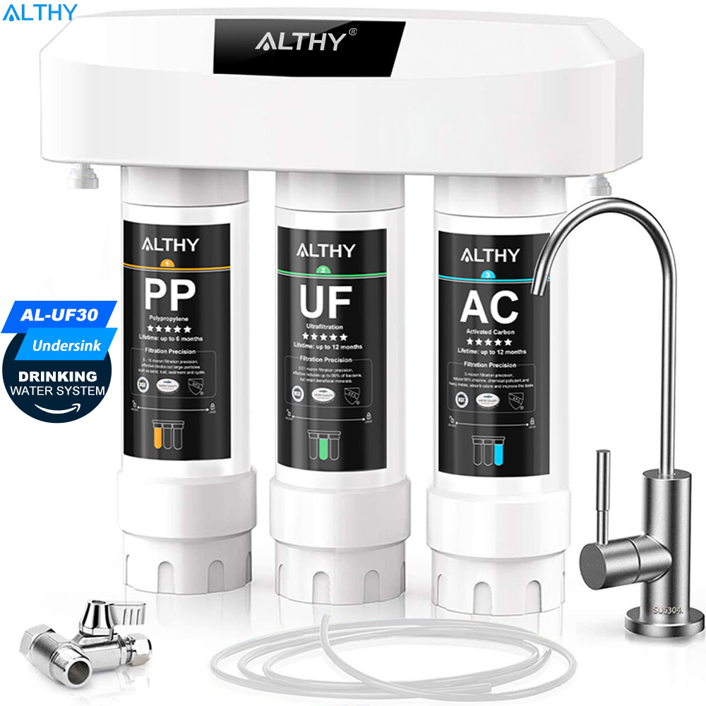 ALTHY Under Sink Drinking Water Filter Purifier Ultrafiltration System with Counter Top Tap, 3 Stage PP+UF+AC, NSF/ANSI 53&42 Certified to Remove Bacteria, Lead, Chlorine & Bad Taste, 0.01 Micron ราคา 2,145 บาท*ส่งฟรี