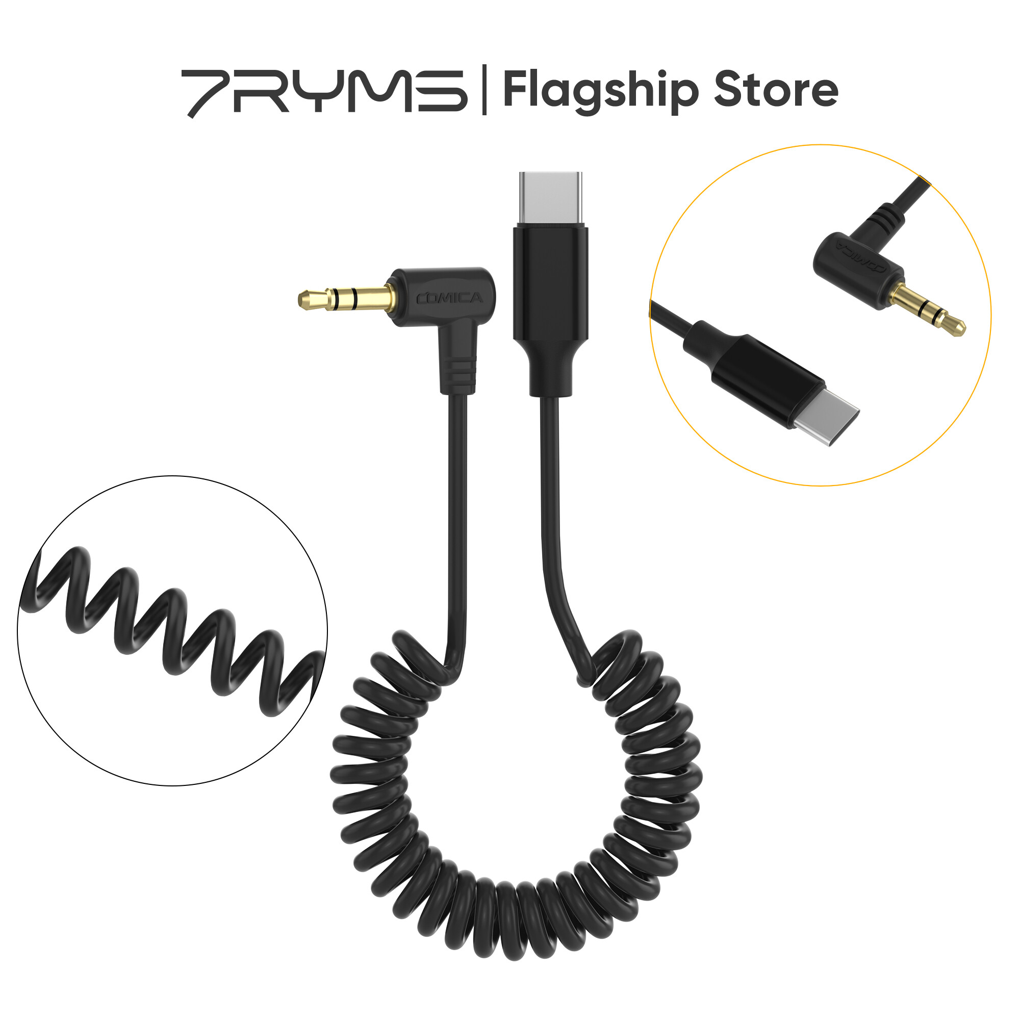7ryms CVM-D-UC II 3.5mm TRS để USB-C microhphone Bộ chuyển đổi Cáp Audio với đầu ra kỹ thuật số tương thích với điện thoại thông minh Android