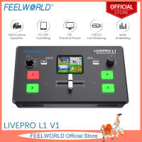 FEELWORLD LIVEPRO L1 V1 Multi Camera Video Mixer Switcher 2 Inch LCD Display 4 x HDMI Inputs USB 3.0 Output Format Real Time Production Live Streaming