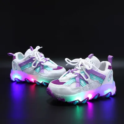SABBG MALL shoes for kids girl shoes for kids Children Kids Baby Girls Boys Sneakers Bling Led Light Luminous Sport Shoes (2)