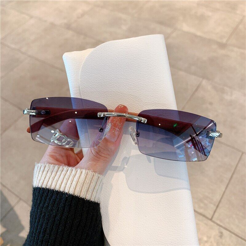 Frameless Trimmed Square Sunglasses Small Frame Style For Men