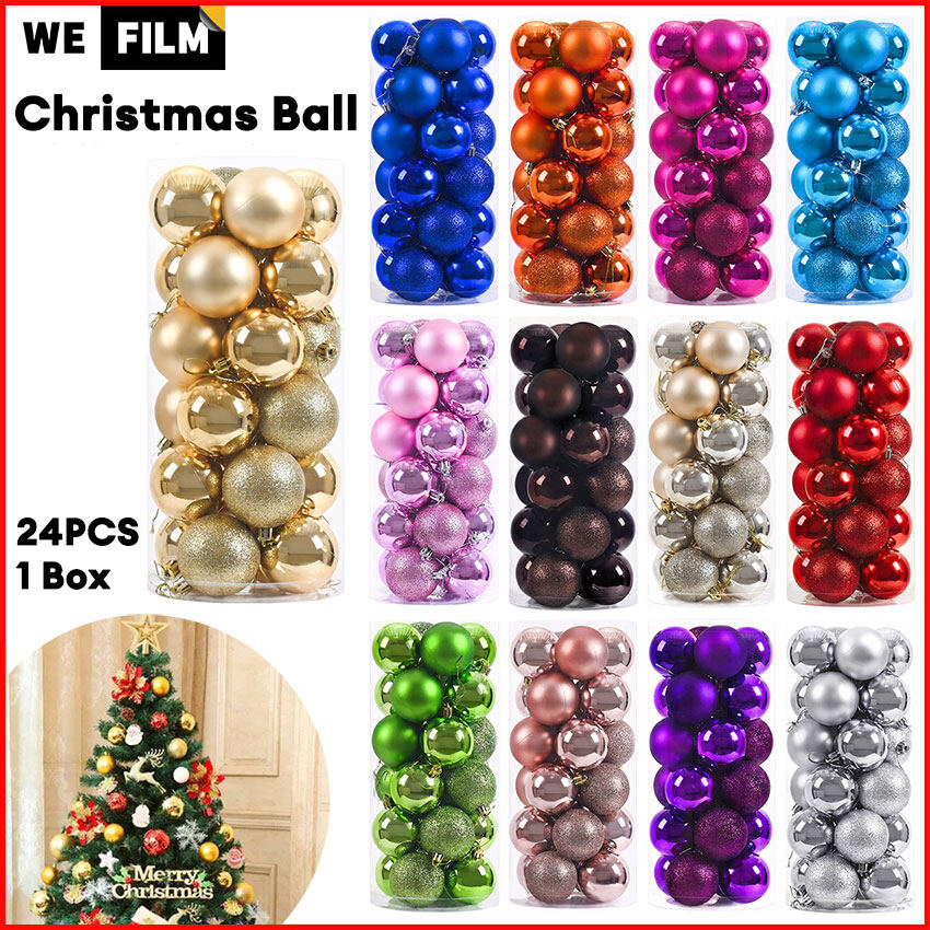 24Pcs bóng giáng sinh Giáng Sinh Cây đồ trang trí cho gia đình Trang Trí Nội Thất Halloween Năm Mới Navidad Mặt Dây Chuyền Bóng Phụ Kiện