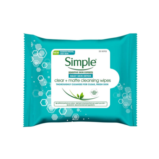 Gambar Simple Daily Skin Detox Clear Matte Cleansing Wipes (25s)