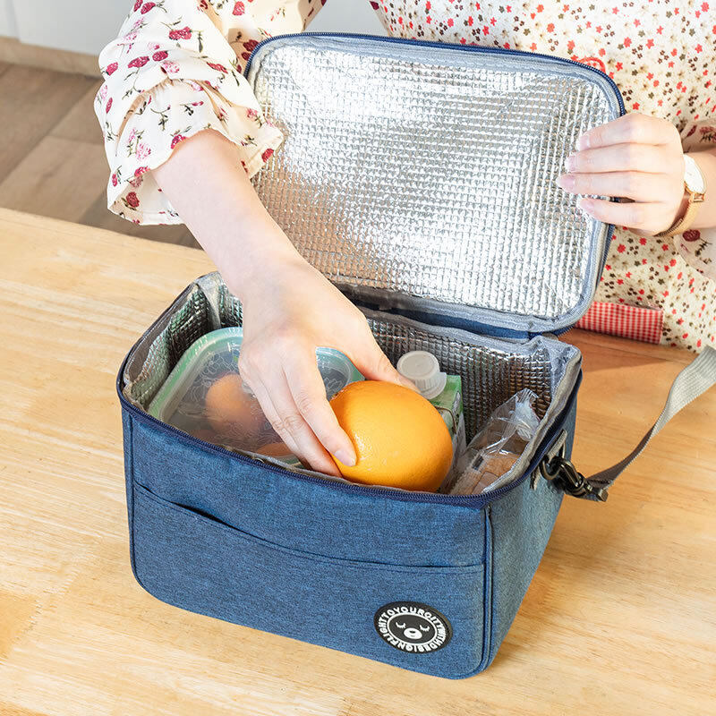 Gambar Office Workers Bring Meal Lunch Box Thermal Bag Outdoor Camping Hiking High Capacity Food Storage Pouch Accessories Supplies