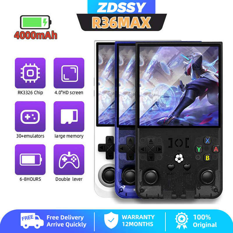 ZDSSY Open Source R36MAX Retro Handheld Video Game Console RK3326 Chip 64/128G Portable Pocket Game Player Linux System 4 Inch HD IPS Screen Game Console Large Battery Best Gift For Boy Girl - ยี่ห้อ ZDSSY ราคา 1,831 บาท*ส่งฟรี