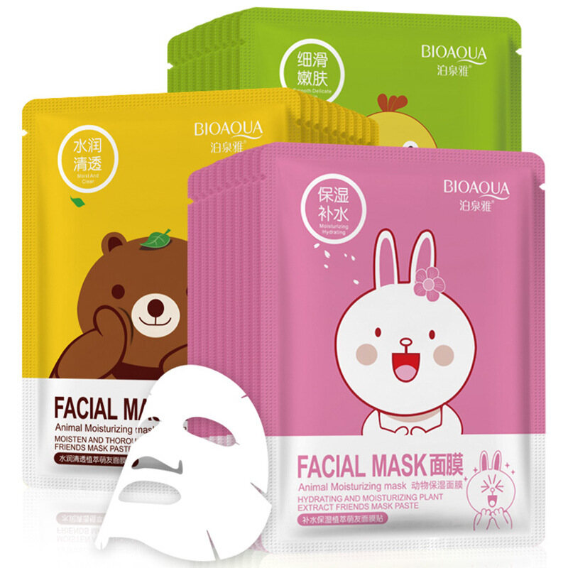 BIOAQUA 10 Cái Mặt Nạ Hoạt Hình Cho Bé Dưỡng Ẩm Cấp Nước Làm Sáng Da Mặt