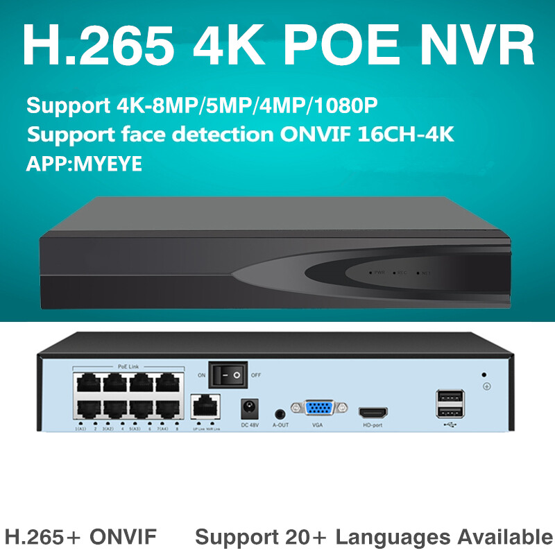 Xmeye 4channel video recorder/8channel Poe NVR recorder 4k-8mp H.265 video surveillance system IEEE802.3at/AF ราคา 2,895 บาท*ส่งฟรี