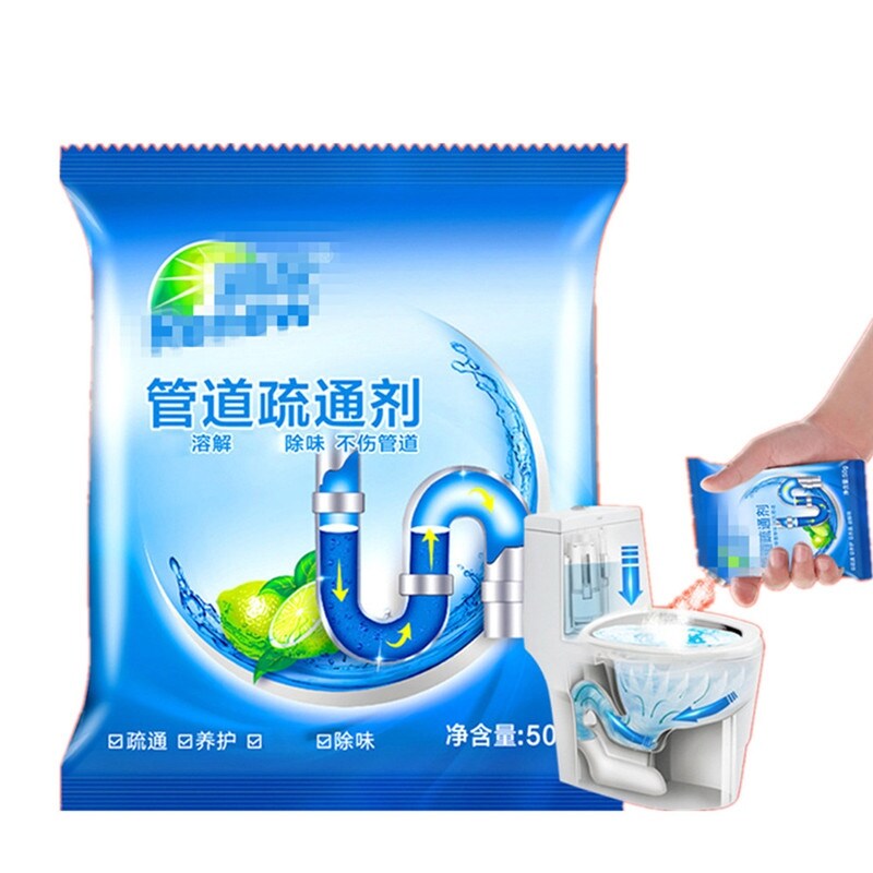 Gambar 2pcs Drain Cleaner Powder Strong Pipe Dredging Agent Kitchen Water Toilet Sewer Cleaning Deodorant Chemicals Unblocker Powder