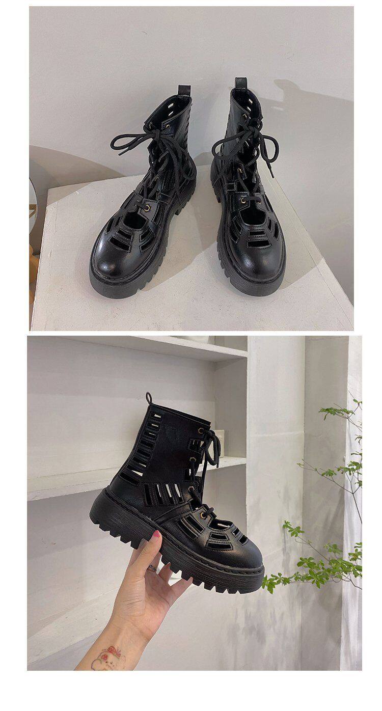 Online influencer Martin boots womens summer 2021 new sandal boots Womens Korean-style all-match British-style sandals online celebrity hollow booties
