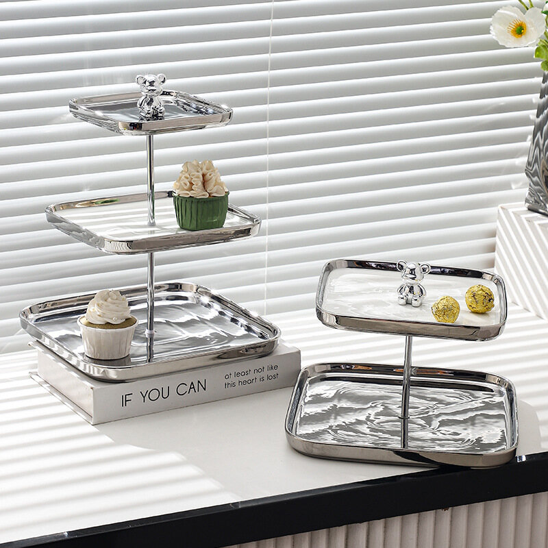 Gambar Fruit Plate Living Room Household Coffee Table Multi layer Fruit Plate Snack Plate Cake Snack Plate Light Luxury Afternoon Tea Snack Rack