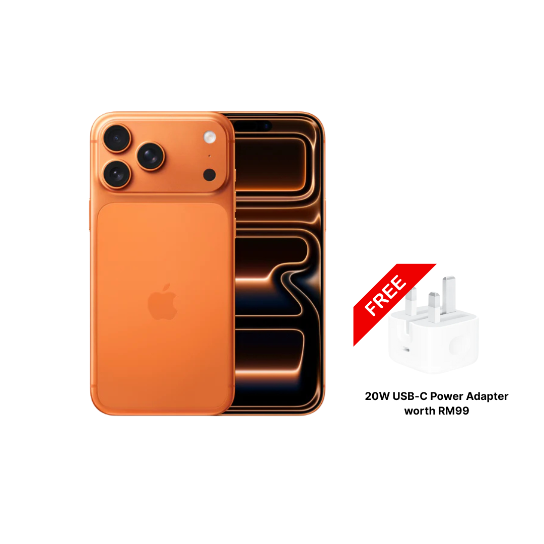 Apple iPhone 17 Pro (Free Apple 20W USB-C Power Adapter* while stock last) Harga  5,059 Ringgit*Penghantaran Percuma
