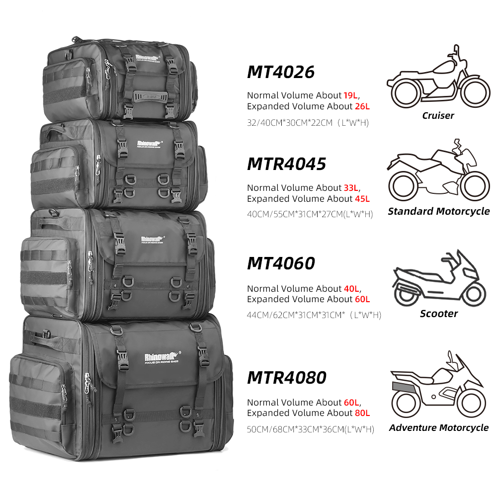 Rhinowalk Motorcycle Luggage Bags Waterproof 19L-80L Expandable Large Capacity Motorcycle Tail / Trunk / Luggage Rack Bags Outdoor Riding Luggage Storage Shoulder Bags Motorcycle Accessories For Most Motorcycles Giá 3,397,076 Đồng*Miễn phí vận chuyển