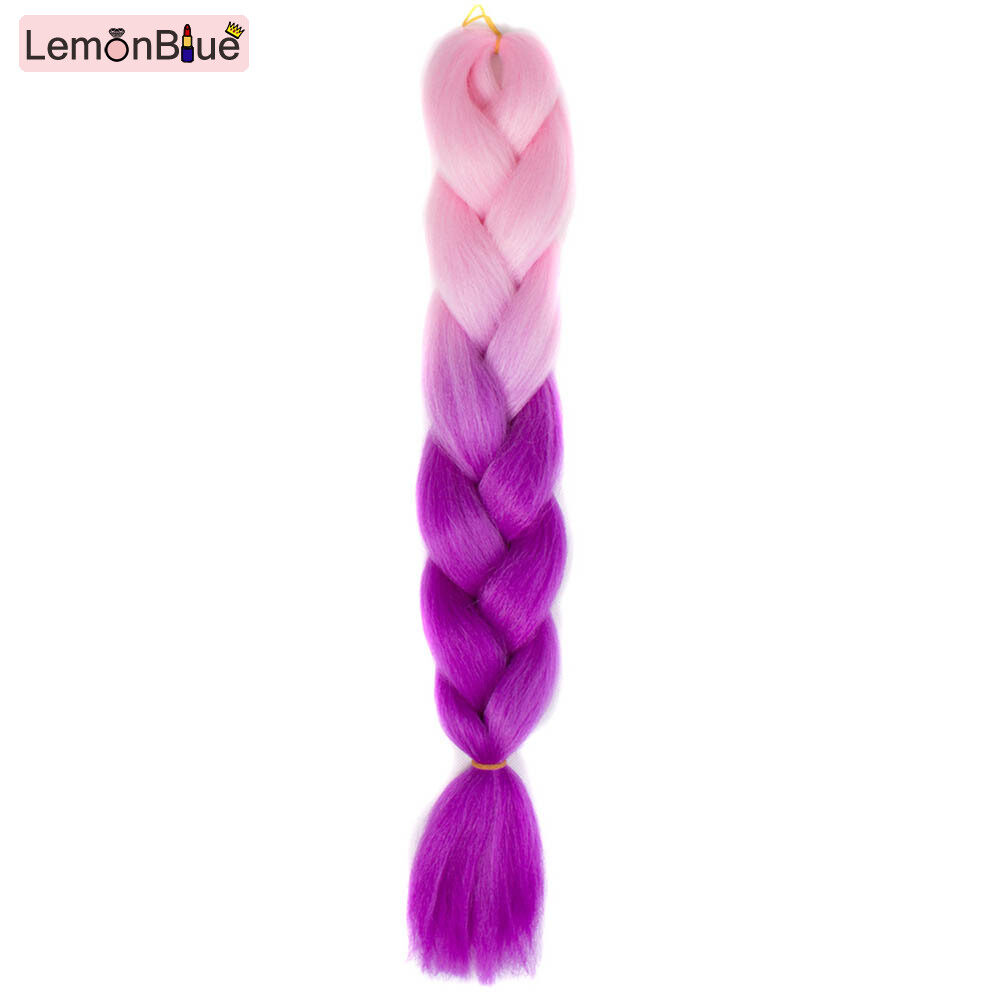 Gambar LemonBlue Fashion Women Wigs Sexy 60cm Long Braided Braid Ombre Color Cosplay Hair Wig For Ladies Girl Gifts 37
